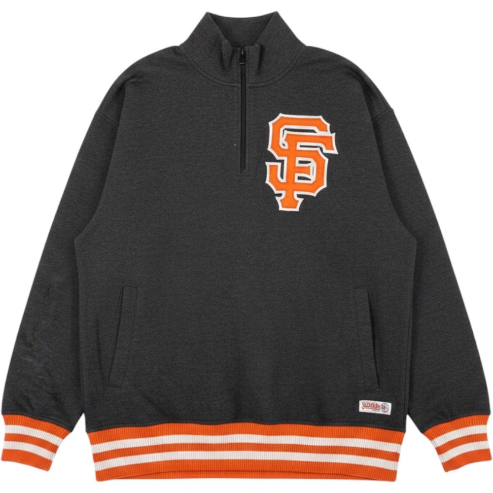 SF Giants Quarter Zip Pullover Jacket Men's L Black Orange MLB Sporty EUC